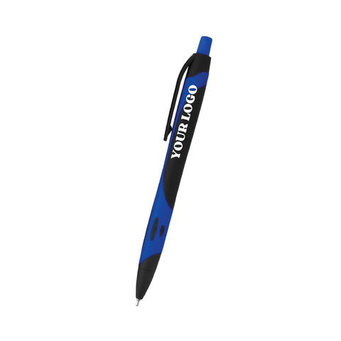 Two Tone Rubberized Pen - Blue/Black